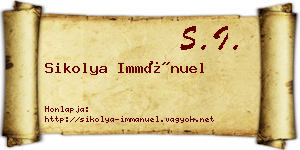 Sikolya Immánuel névjegykártya
